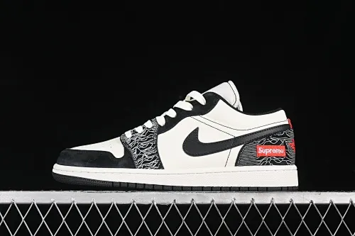 All categories Air Jordan Jordan series basketball shoes Air Jordan 1 Low High-end customized low-top sneakers Air Jordan 1 Low AJ1 Joe 1 Supreme joint-black and white relief High-end customized low-top retro basketball shoes DC2024-032